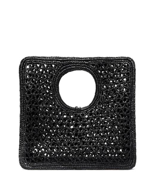 Jacquemus Black Le Petit Carre Spiaggia Rafia Handtasche