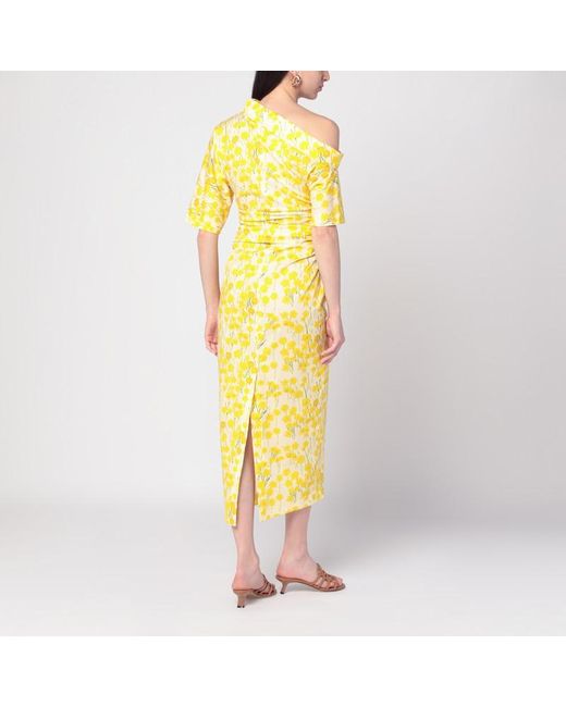 BERNADETTE Yellow Bowery Dress With Floral Pattern