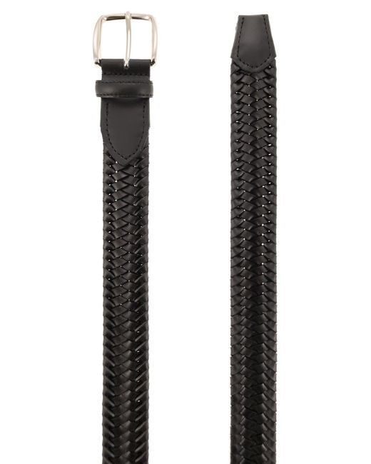 Alberto Luti Black Woven Leather Belt for men