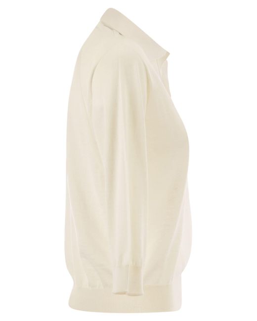 Vanisé White Cashmere And Silk Knitted Polo