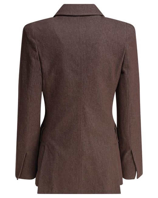 Max Mara Brown Denim-Effect Cotton Blazer