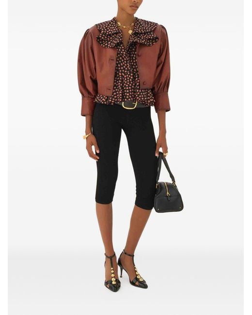 Chloé Red Lederjacke mit Puffärmeln