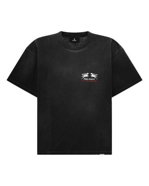 Represent Black T Shirt Con Stampa "24 Hour Service"