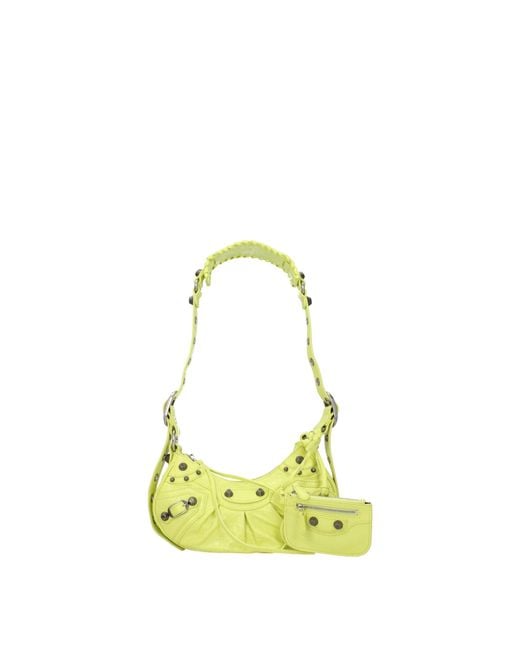 Balenciaga Yellow Le Cagole Crossbody Bag /Lime Leather