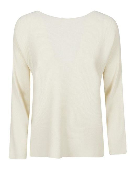 Liviana Conti White Ribbed Viscose Sweater