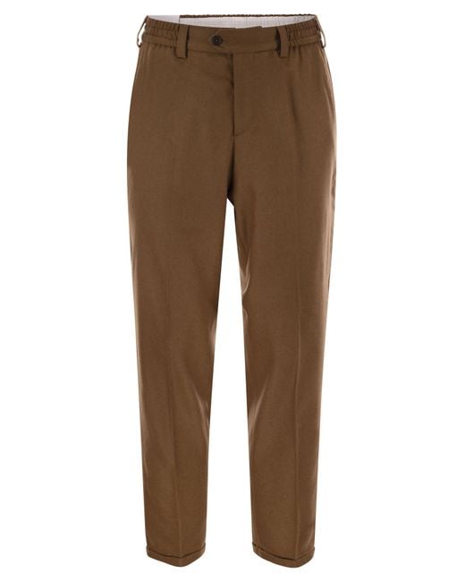 PT Torino Brown The Rebel Wool And Cashmere Trousers for men