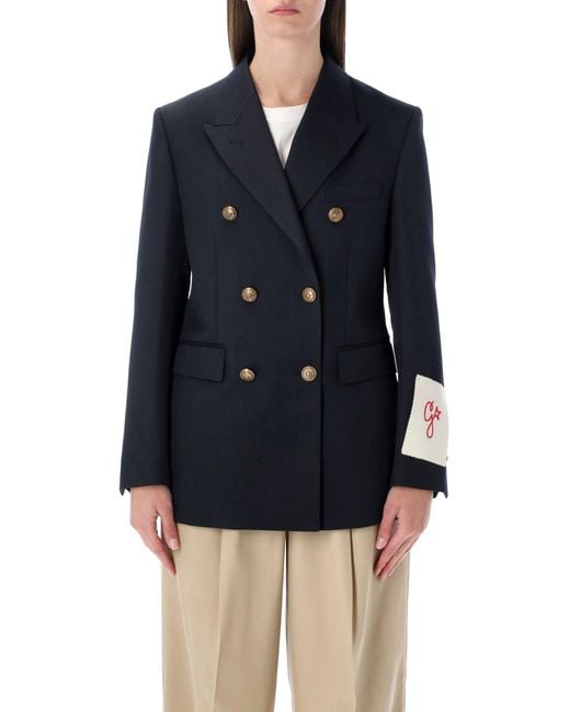 Golden Goose Deluxe Brand Blue Double-Breasted Blazer With Buttons