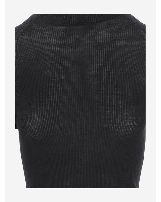 Aspesi Black Gerippter Wollpullover