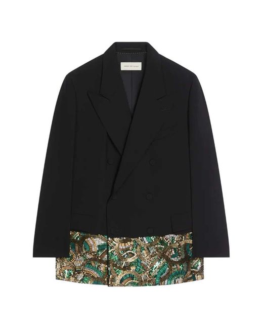 Dries Van Noten Tweed Blazer in het Black voor heren