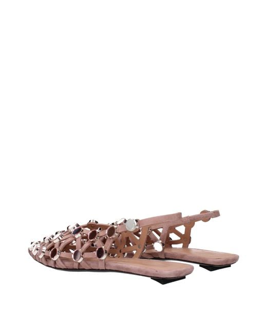 The Attico Pink Ballerine Grid Donna Suede/Mud
