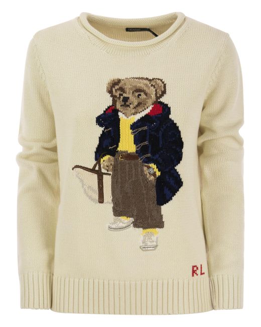 Polo Bear Cotton Jersey di Polo Ralph Lauren in Natural