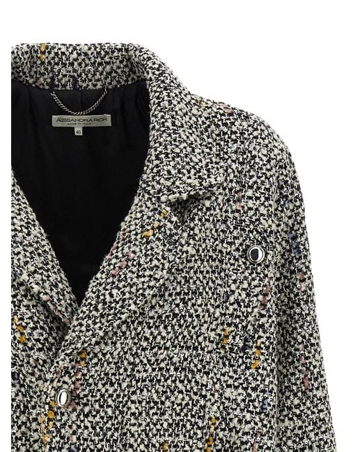 Alessandra Rich Tweed Bomber Jacket in het Gray