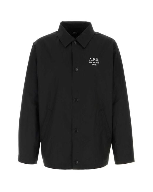 A.P.C. Black Polyester Jacket for men