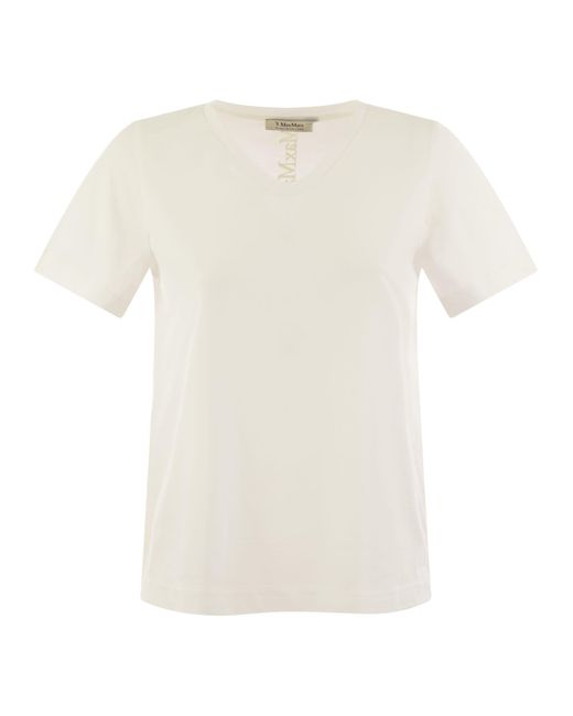 Max Mara Quito T -shirt In Jersey Con Stampa in het White