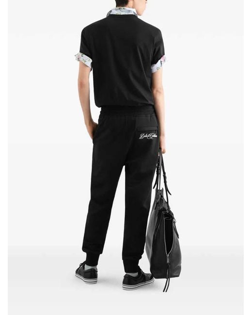 Dolce & Gabbana Black Cotton T Shirt With Logo Plaque