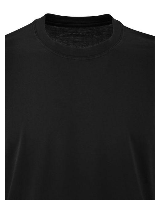 Maglietta di cotone a maniche lunghe di Fedeli in Black