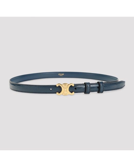Céline Blue Triomphe Lizard Leather Belt