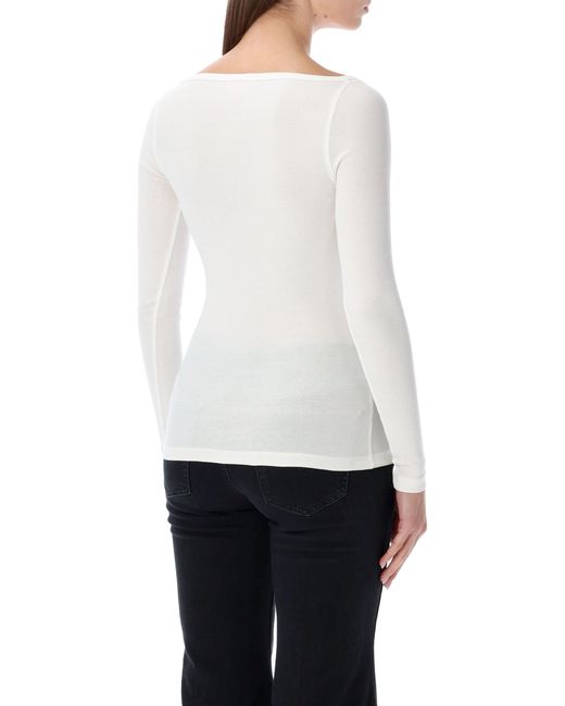 DIESEL White T-Bal-Od Long-Sleeve Ribbed Cotton Top