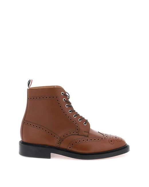 Boots de tobillo de tobillo de con detalles brogue Thom Browne de hombre de color Brown