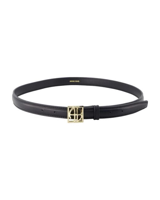 Anine Bing Monogramriem Leer Zwart in het Blue