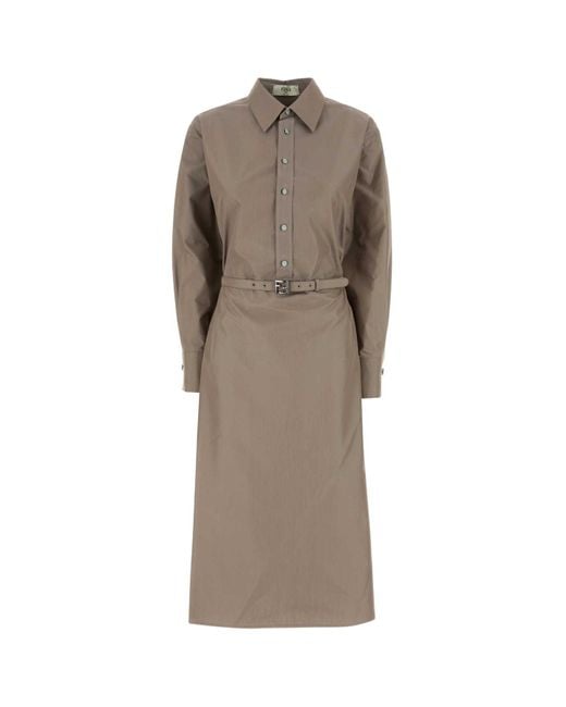 Fendi Brown Cappuccino Poplin Shirt Dress