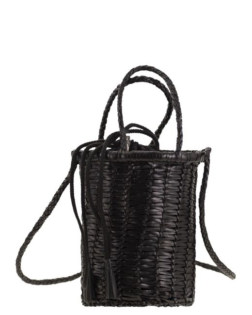 Dragon Black Lina Mini Woven Leather Bag