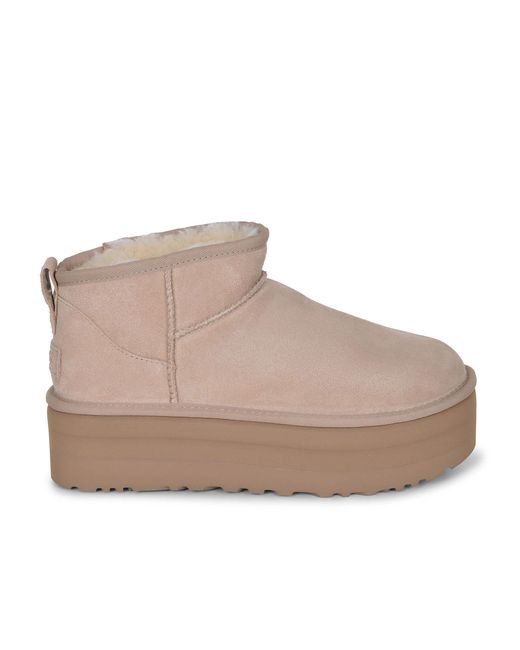 Ugg Brown Stiefel "Classic Ultra Mini Con Plateau" aus Wildleder gemacht