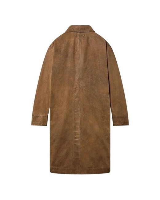 Golden Goose Deluxe Brand Brown Journey Trench Coat Phil Waxed Twill Leather Datails