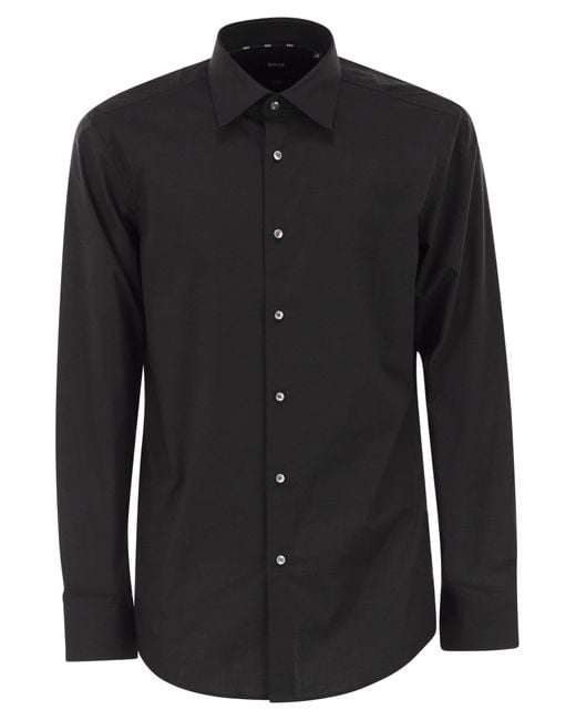 Boss Slim-Fit-Hemd von aus bügelleichter Stretch-Baumwollpopeline in Black für Herren