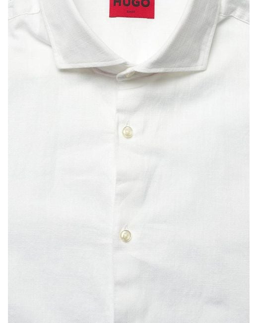 Boss White Cotton And Linen Shirt for men