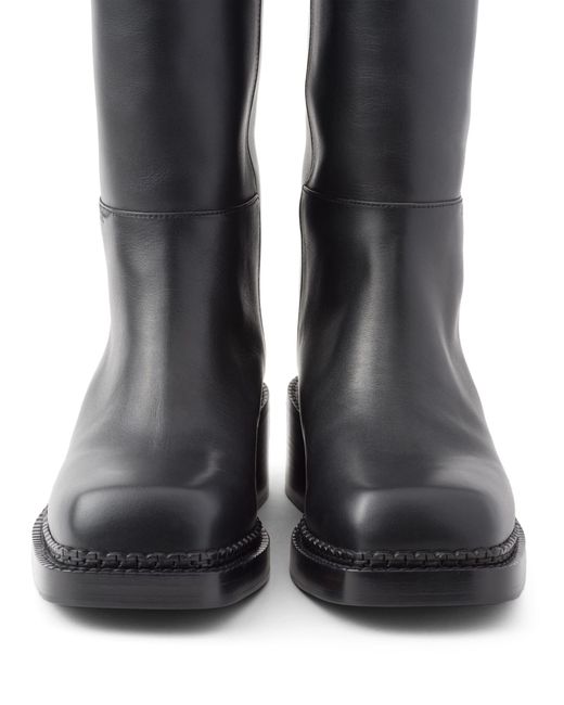 Prada Black Knee High 55Mm Leather Boots for men