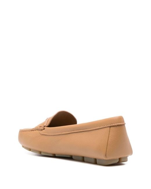 Mocasines con logo triangular Prada de color Natural