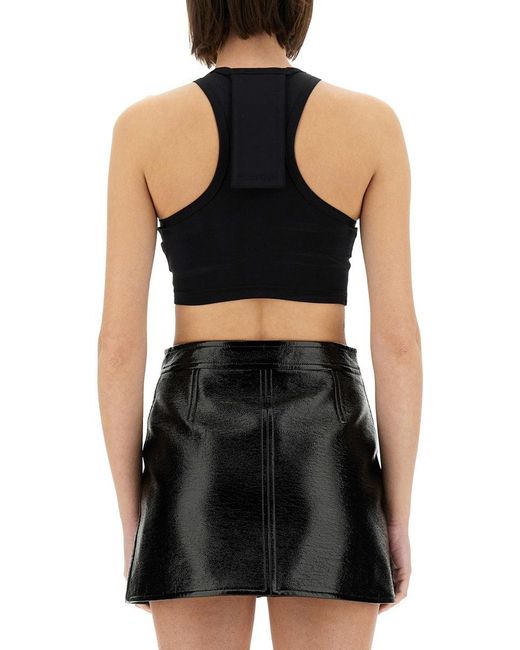 Courreges Black Fitted Crop Top With High Neckline