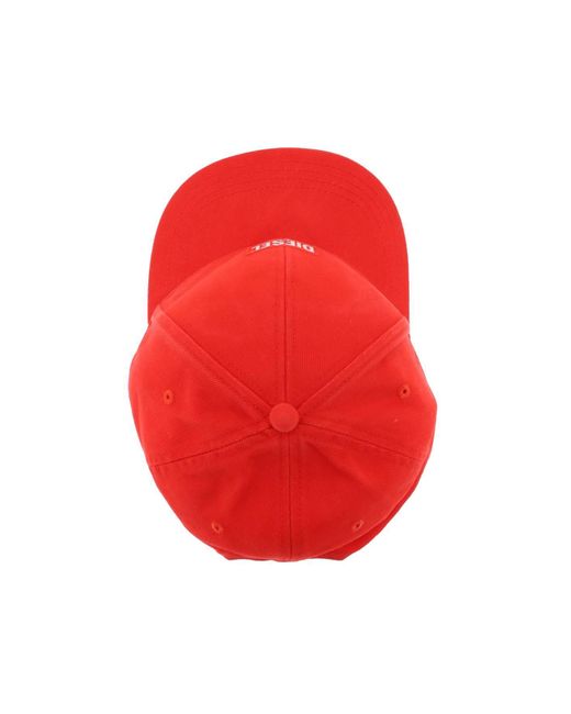 DIESEL Red Corry-Jacq-Wash Baseball Cap for men