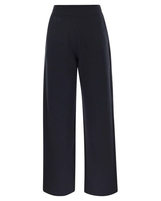 Max Mara Blue Pompeo Cotton Trousers With Logo