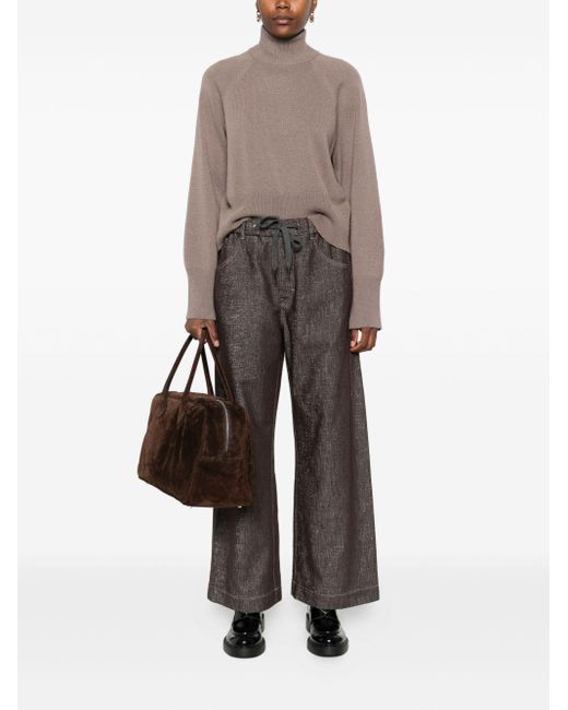 Brunello Cucinelli Brown Wool Turtle-Neck Sweater