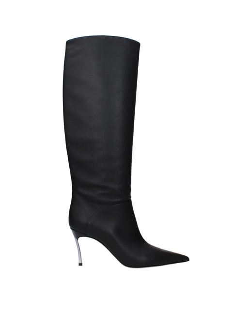 Casadei Black Boots Frauen Leder schwarz
