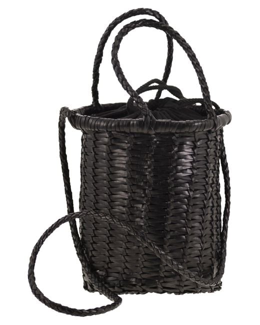 Dragon Black Lina Mini Woven Leather Bag