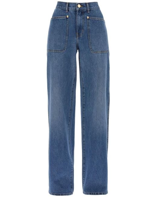 Tory Burch Blue Hohe taillierte fracht jeans in