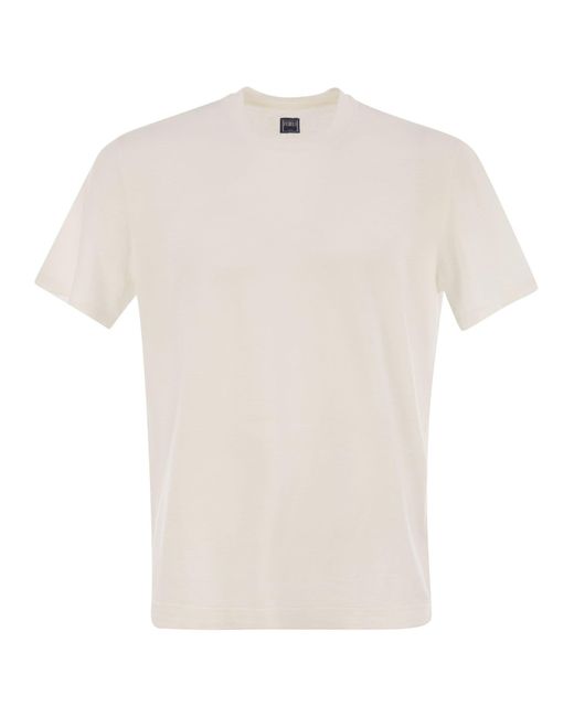 Fedeli White Stretch Linen Short-Sleeved T-Shirt for men