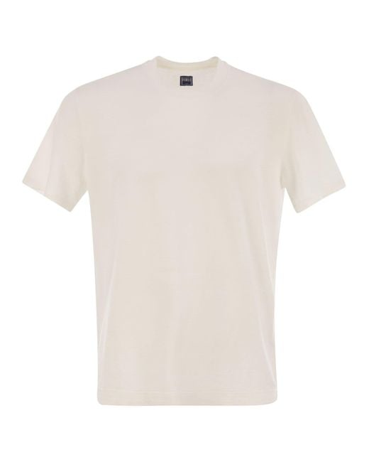 Fedeli Stretch Leinen kurzärmeliges T -Shirt in White für Herren