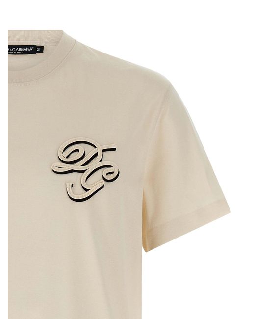 Dolce & Gabbana White T-Shirt With Embroidered Logo for men