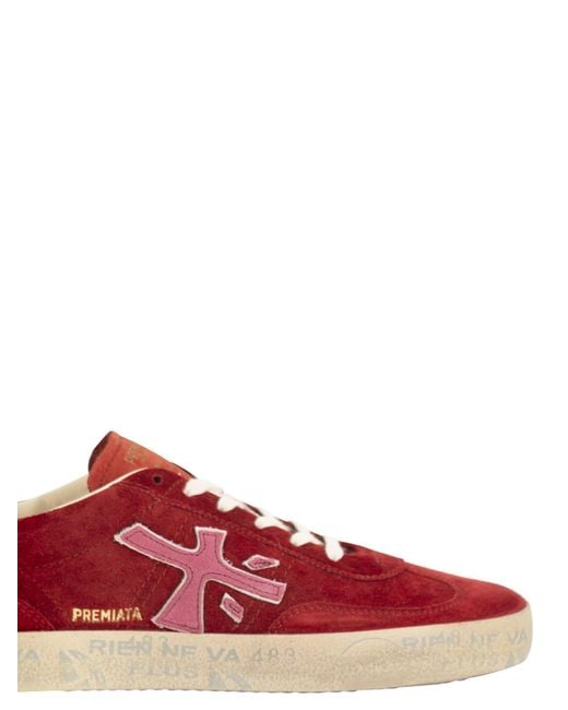 Premiata Red David 8102 Suede Trainers