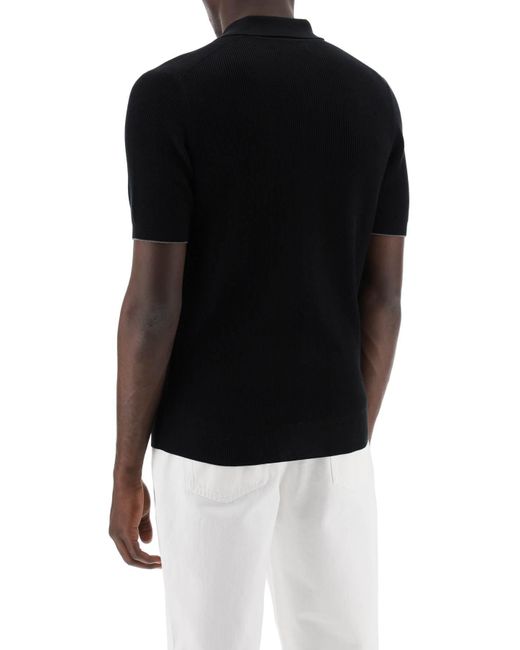 Camisa de punto de algodón Brunello Cucinelli de hombre de color Black