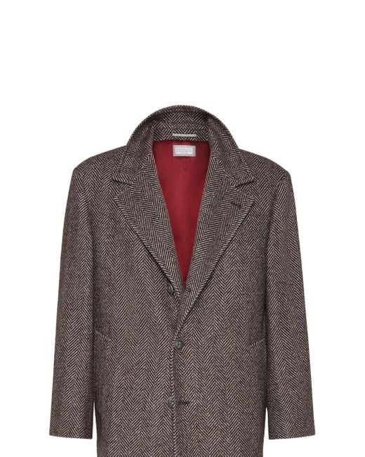 Brunello Cucinelli Mantel mit Fischgrätenmuster in Brown für Herren