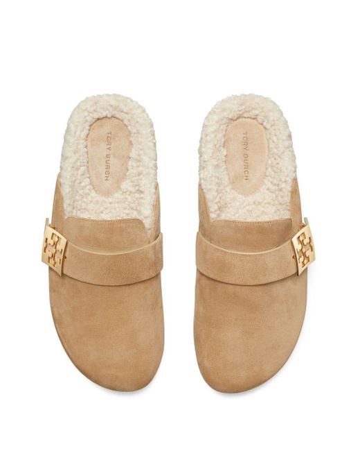 Tory Burch Natural Mellow Shearling Mules