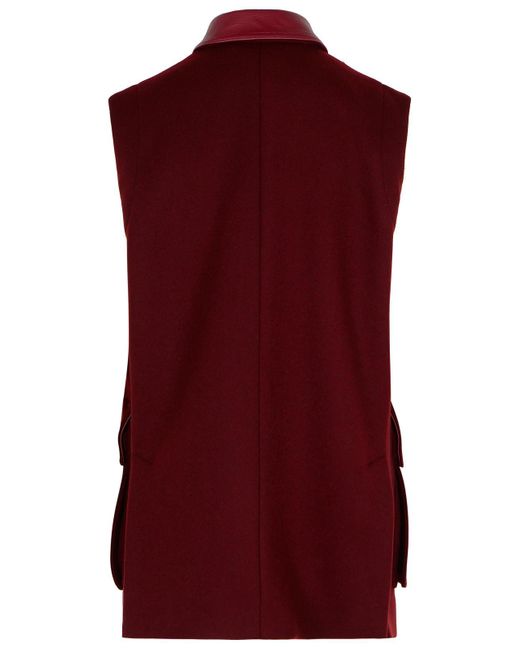 Max Mara Red Aeroso 1234 'lange Weste in Wolle, Alpaka und Kirsch Cachemire