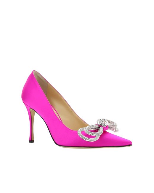 Mach & Mach Pink Double Bow Satin Pumps