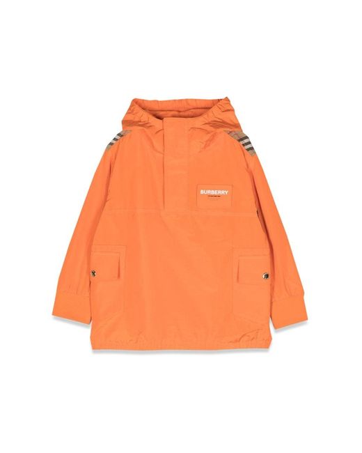 Burberry Orange Kids Wilder Vintage-Check Hooded Jacket
