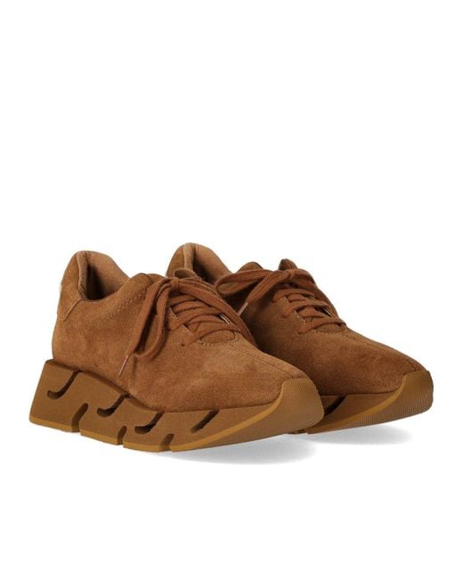 Paloma Barceló Brown Brick Suede Pia Sneakers With Cut-Out Rubber Sole